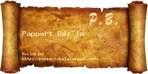 Pappert Béla névjegykártya