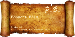 Pappert Béla névjegykártya